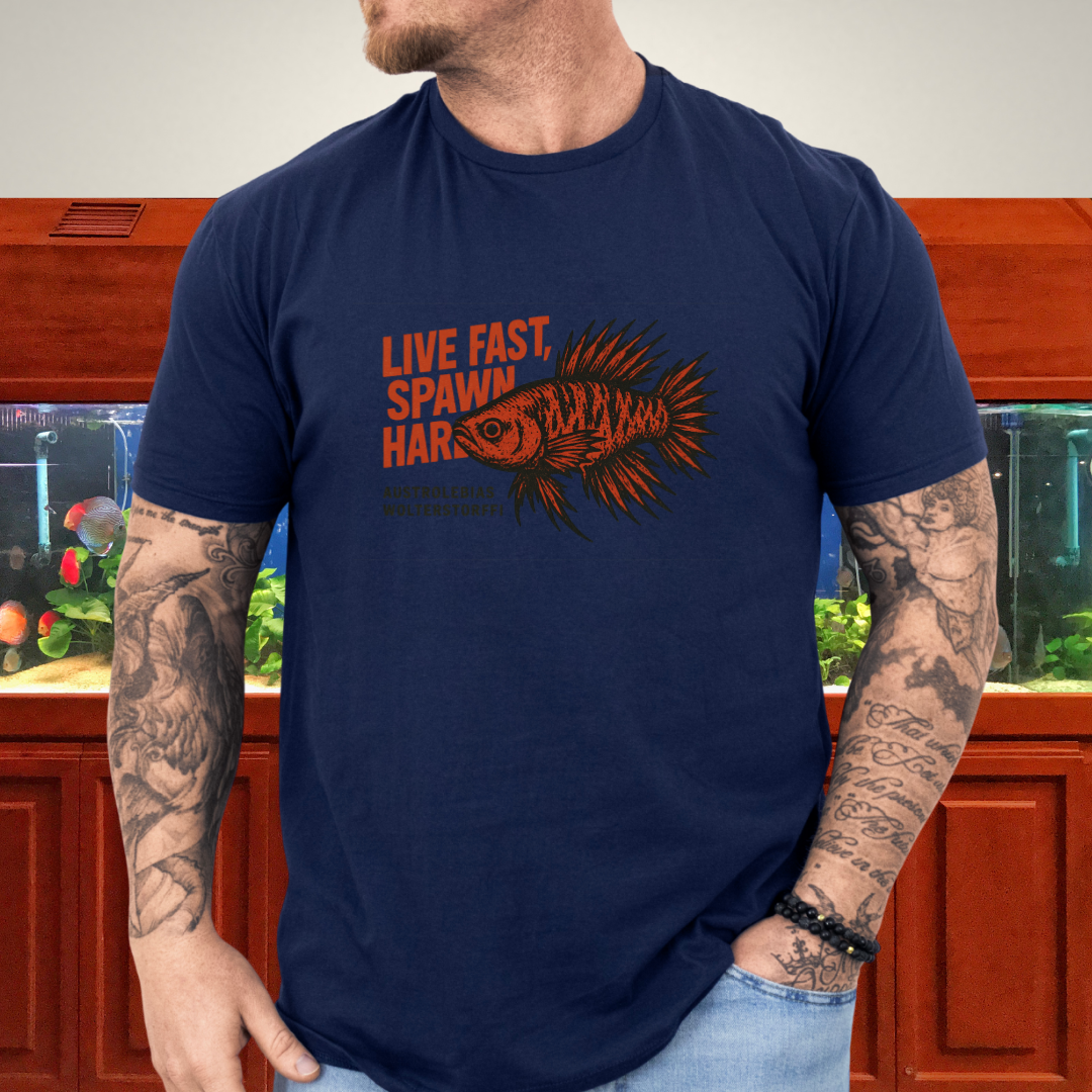 Live Fast, Spawn Hard Tee – Wolterstorffi Killifish Punk Design