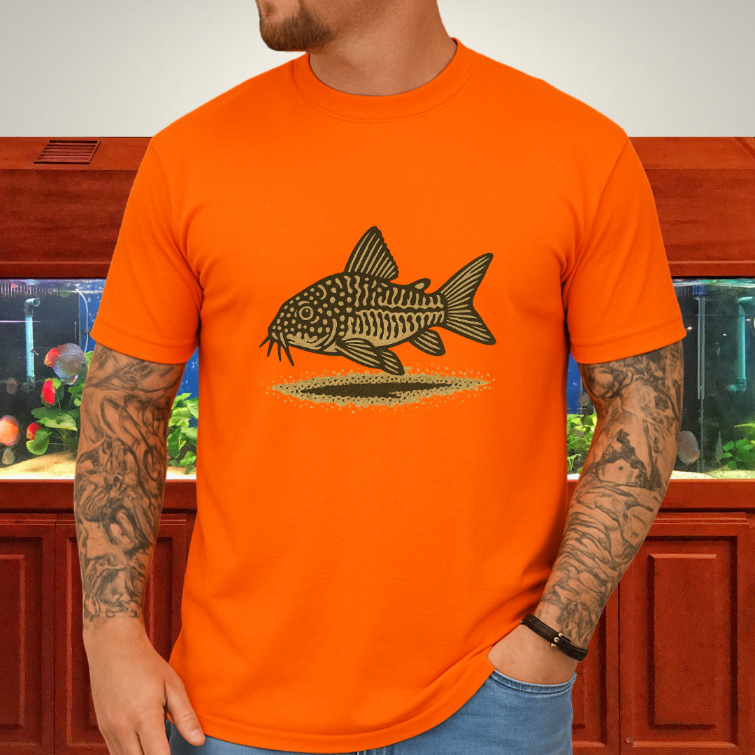 Sand Dweller Tee – Realistic Sterbai Corydoras Design