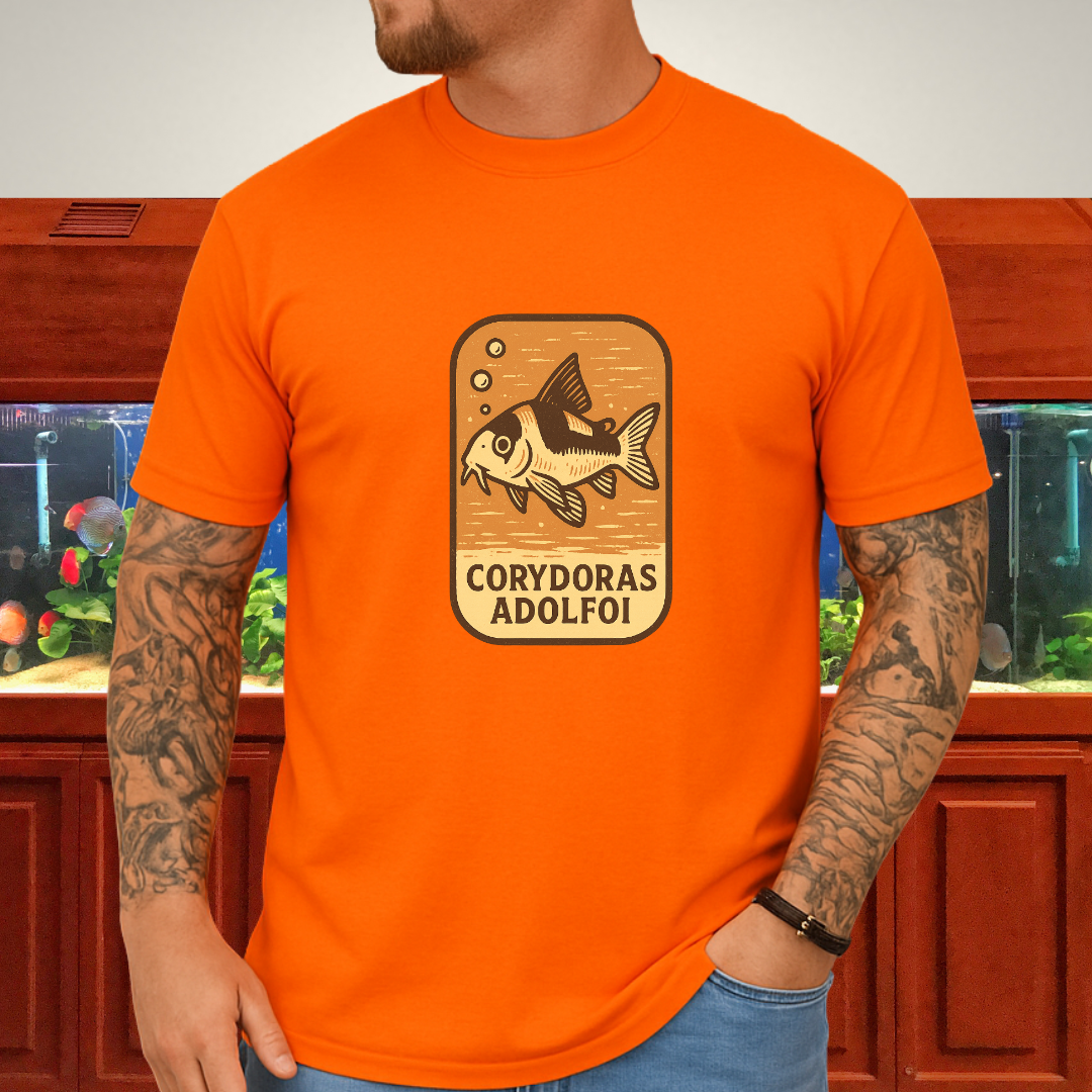 Retro Hover Tee – Corydoras Adolfoi Woodcut Style
