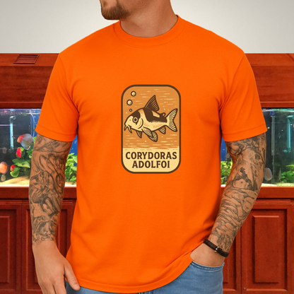 Retro Hover Tee – Corydoras Adolfoi Woodcut Style
