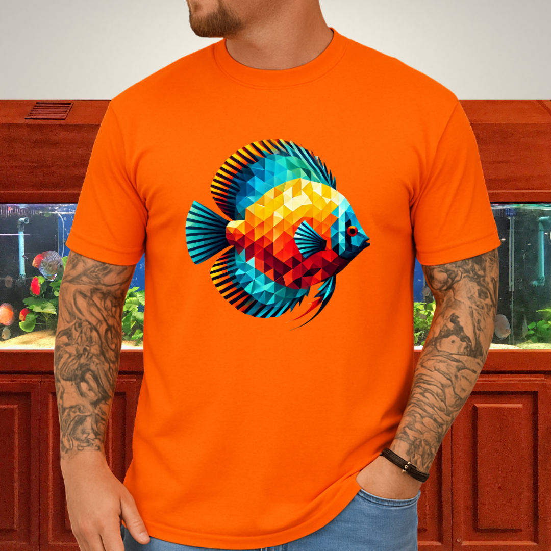 Geometric Discus Fish T-Shirt – Polygonal Aquarium Art