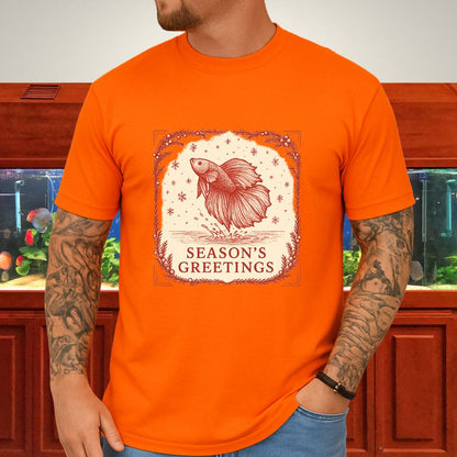 Graceful Holiday Betta Fish Tee – Hand-Sketched Winter Design-T-Shirt-Fish &amp; Friends Tees