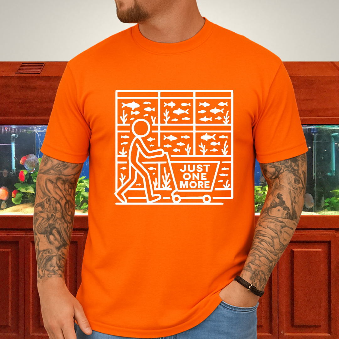 One More Tank T-Shirt – Stick Figure Aquarium Hobby Humor