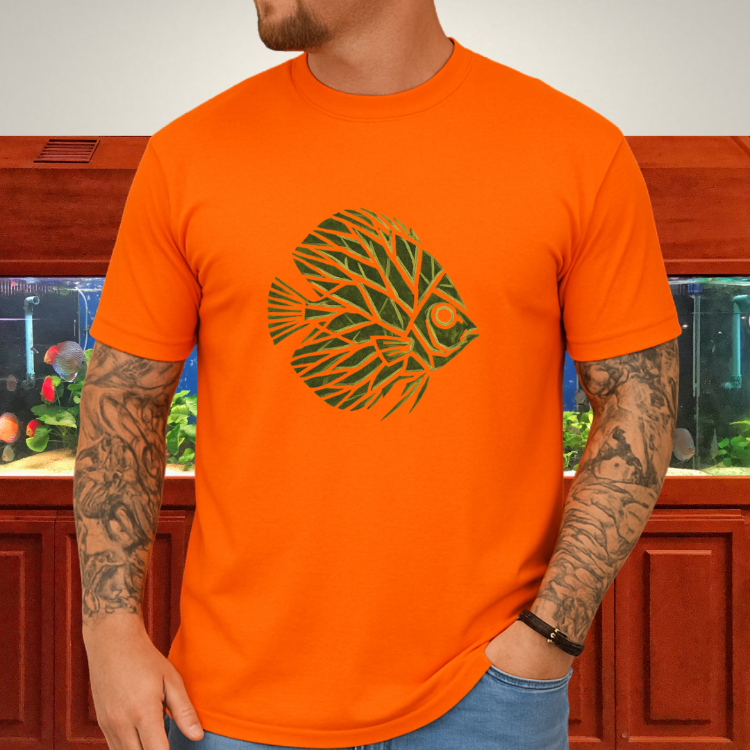Leaf Vein Discus Tee – Modern Geometric Fish Design
