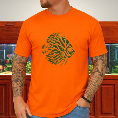 Leaf Vein Discus Tee – Modern Geometric Fish Design