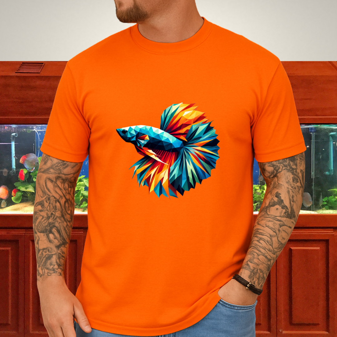 Geometric Betta Fish T-Shirt – Polygon Art Aquarium Style