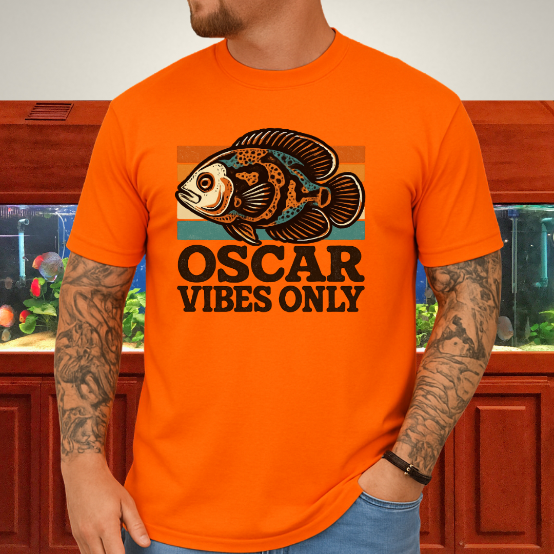 Retro Oscar Cichlid T-Shirt – 70s Groovy Fish Vibes