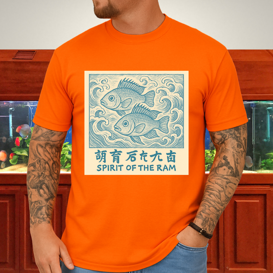Spirit of the Ram Tee – Ukiyo-e Inspired Cichlid Design