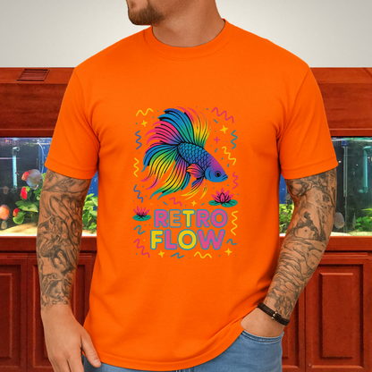 Retro Flow Betta Fish T-Shirt – 90s Neon Rainbow Design