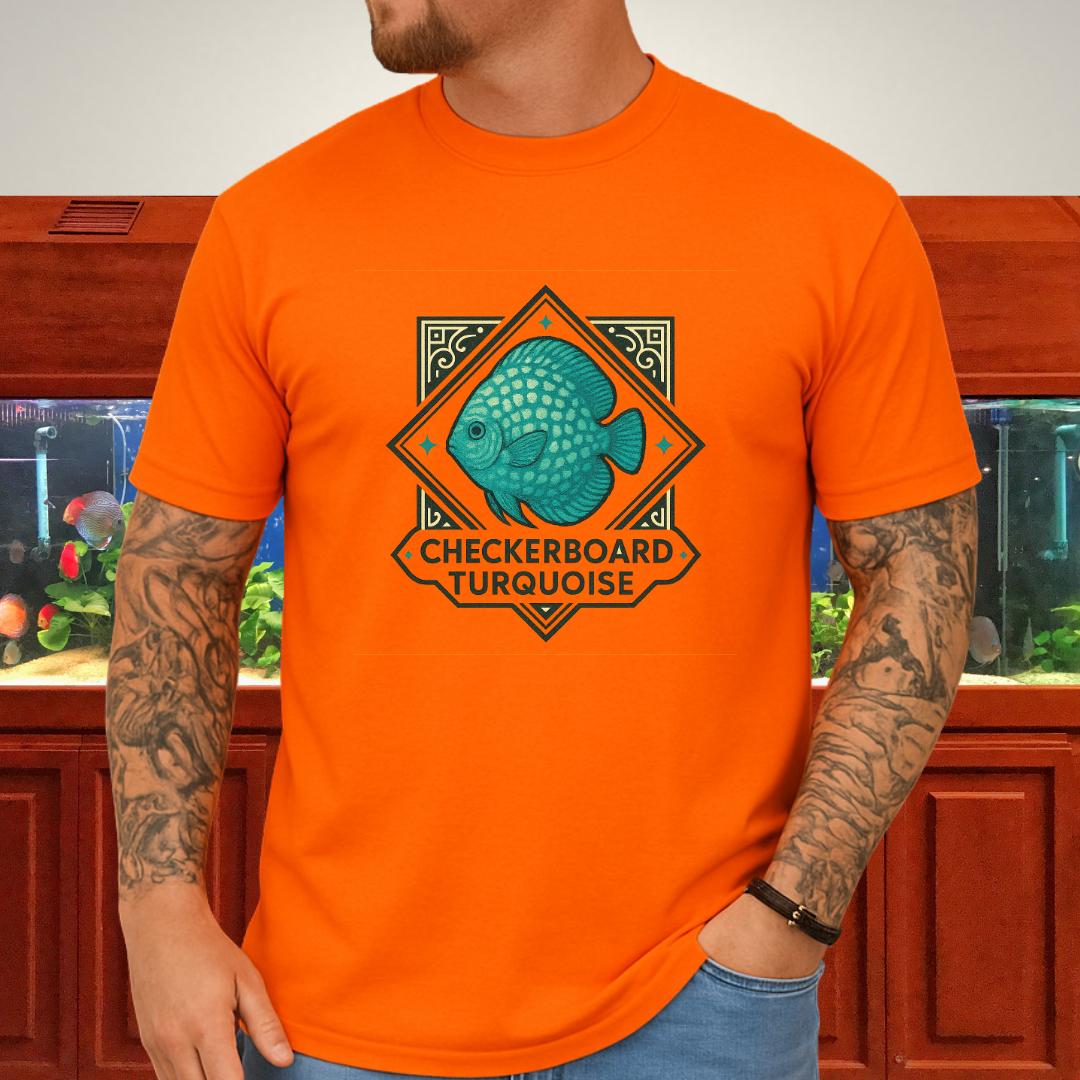Checkerboard Turquoise Discus Nostalgia T-Shirt-T-Shirt-Fish &amp; Friends Tees