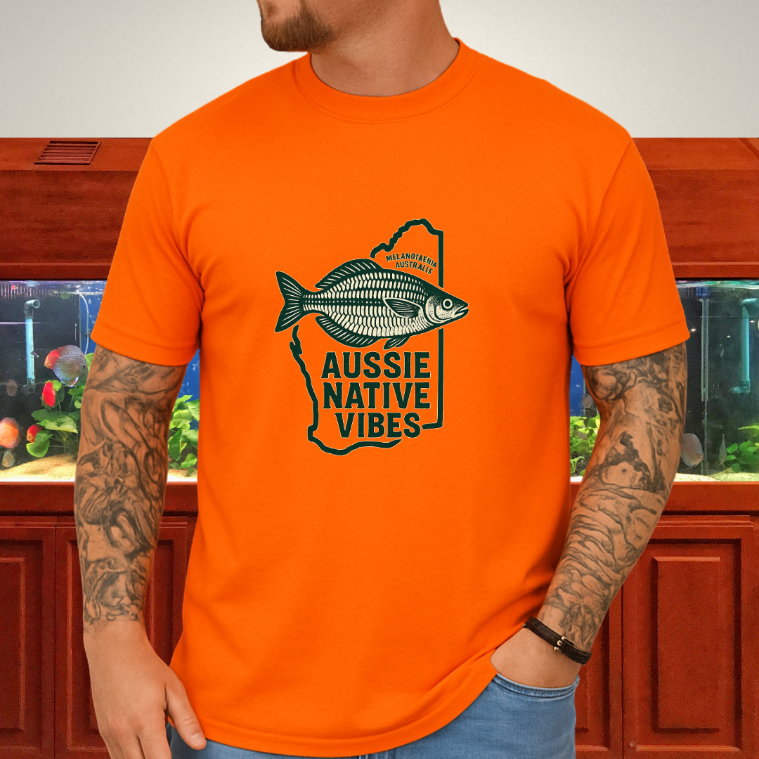 Aussie Native Vibes Tee – Western Rainbowfish Badge Design