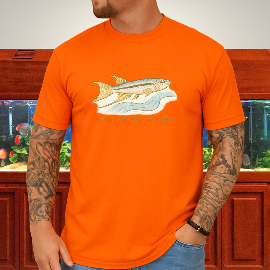 Stripe It Like It’s Hot Tee – Bivittatum Killifish Surreal Design