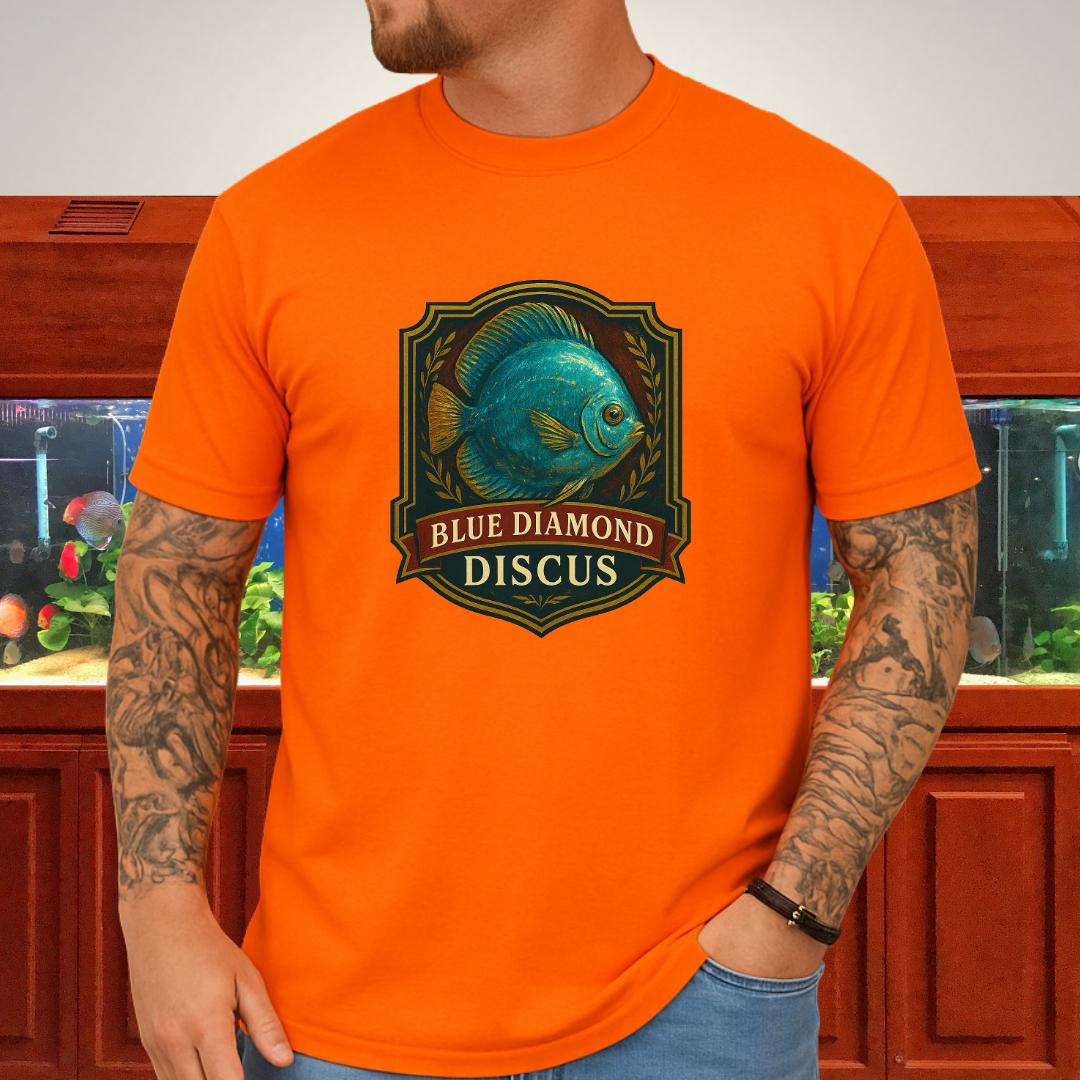 Blue Diamond Discus Retro Crest T-Shirt-T-Shirt-Fish &amp; Friends Tees
