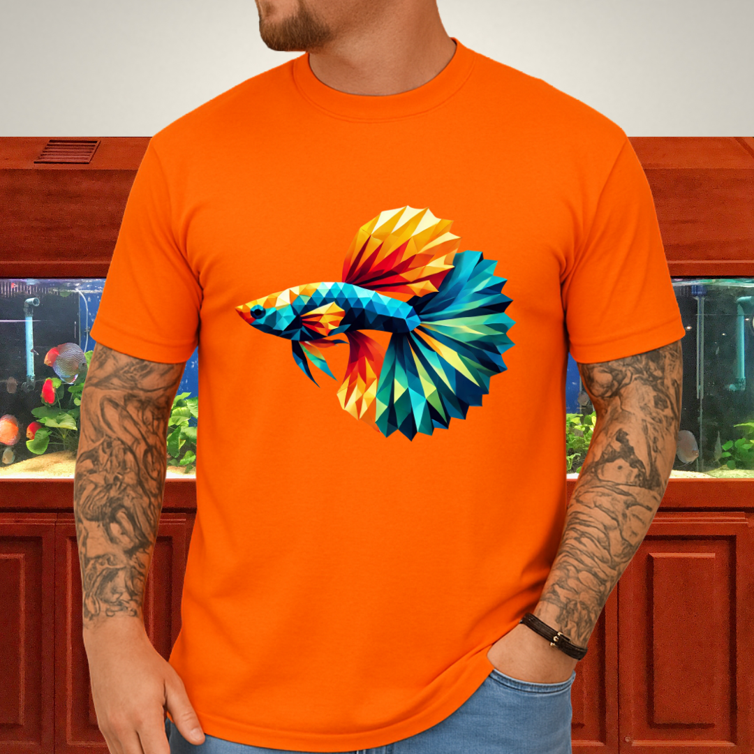 Geometric Guppy Fish T-Shirt – Polygonal Aquarium Style