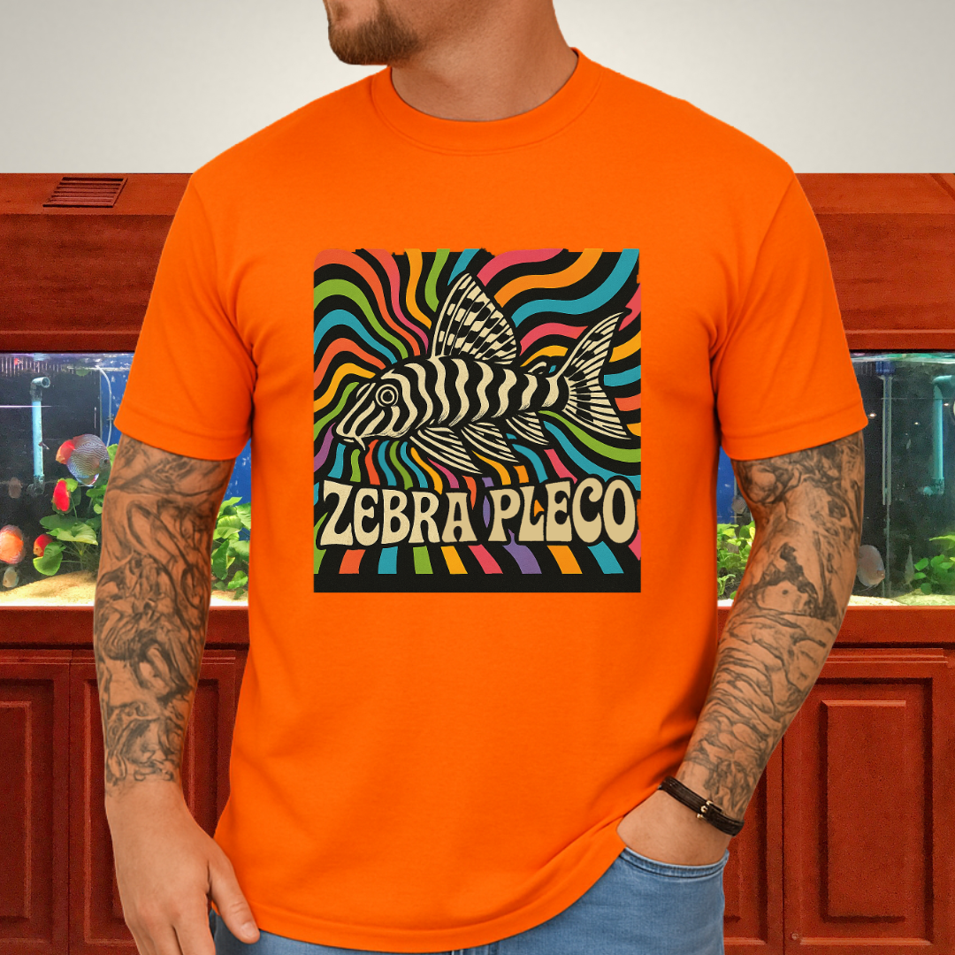 Zebra Pleco Tee – Psychedelic Rainbow Catfish Design