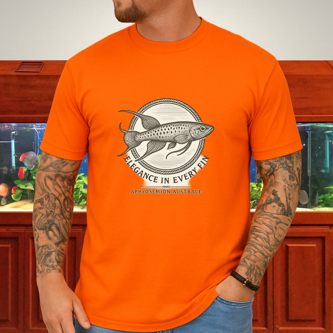 Elegance in Every Fin Tee – Lyretail Killifish Crest Design