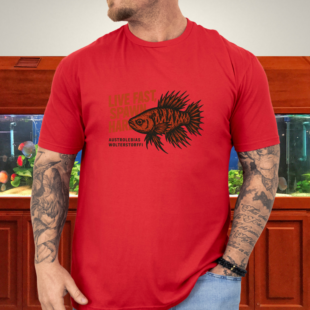 Live Fast, Spawn Hard Tee – Wolterstorffi Killifish Punk Design