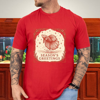 Graceful Holiday Betta Fish Tee – Hand-Sketched Winter Design-T-Shirt-Fish &amp; Friends Tees