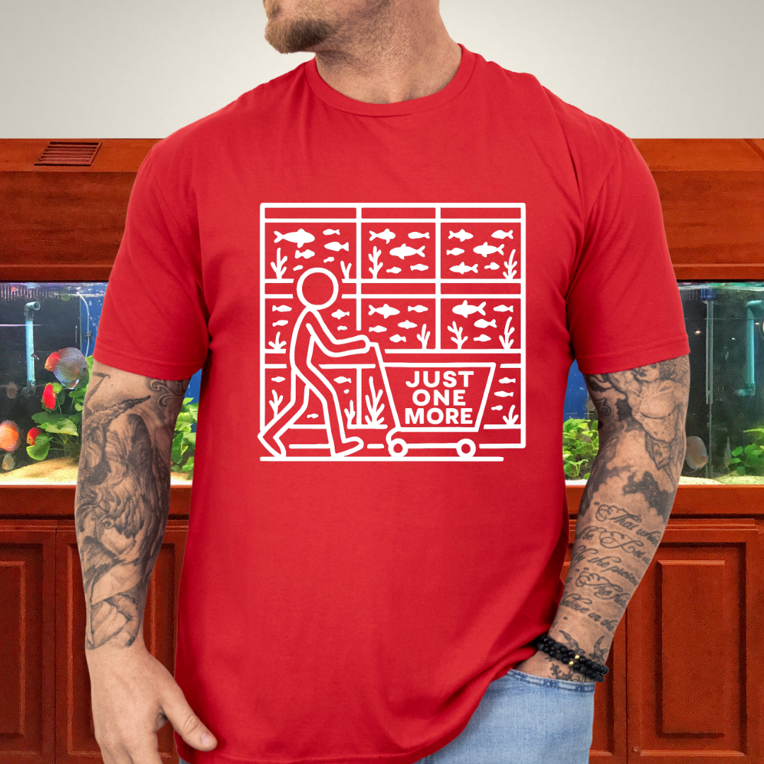 One More Tank T-Shirt – Stick Figure Aquarium Hobby Humor