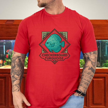 Checkerboard Turquoise Discus Nostalgia T-Shirt-T-Shirt-Fish &amp; Friends Tees