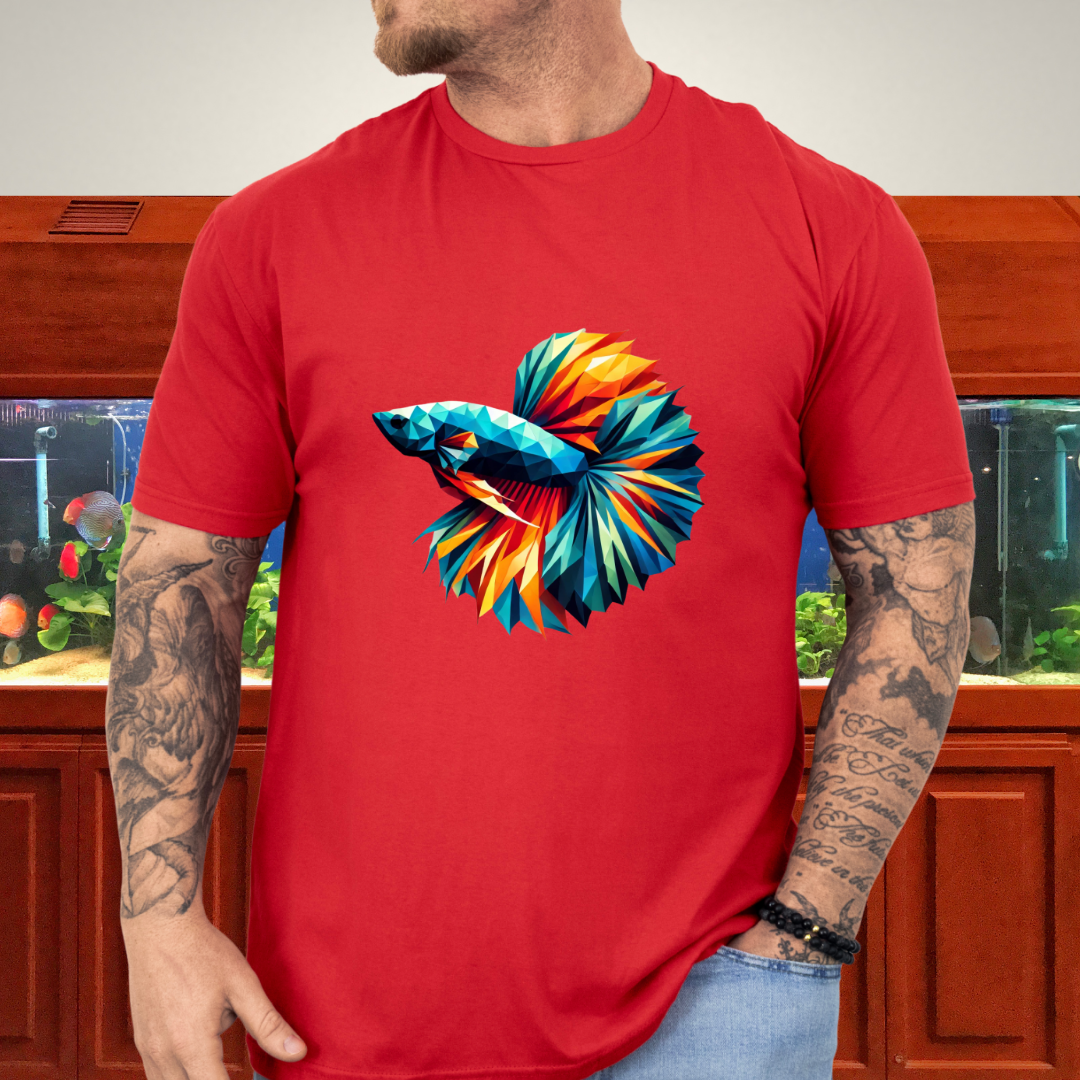 Geometric Betta Fish T-Shirt – Polygon Art Aquarium Style