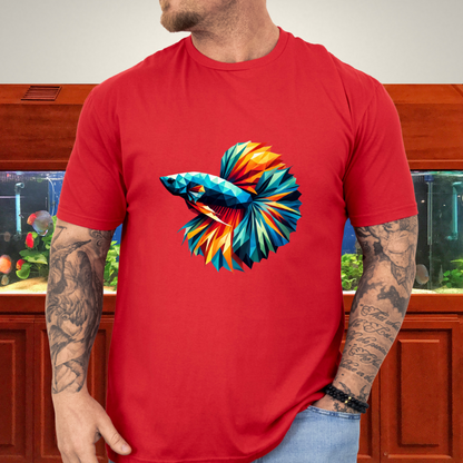 Geometric Betta Fish T-Shirt – Polygon Art Aquarium Style