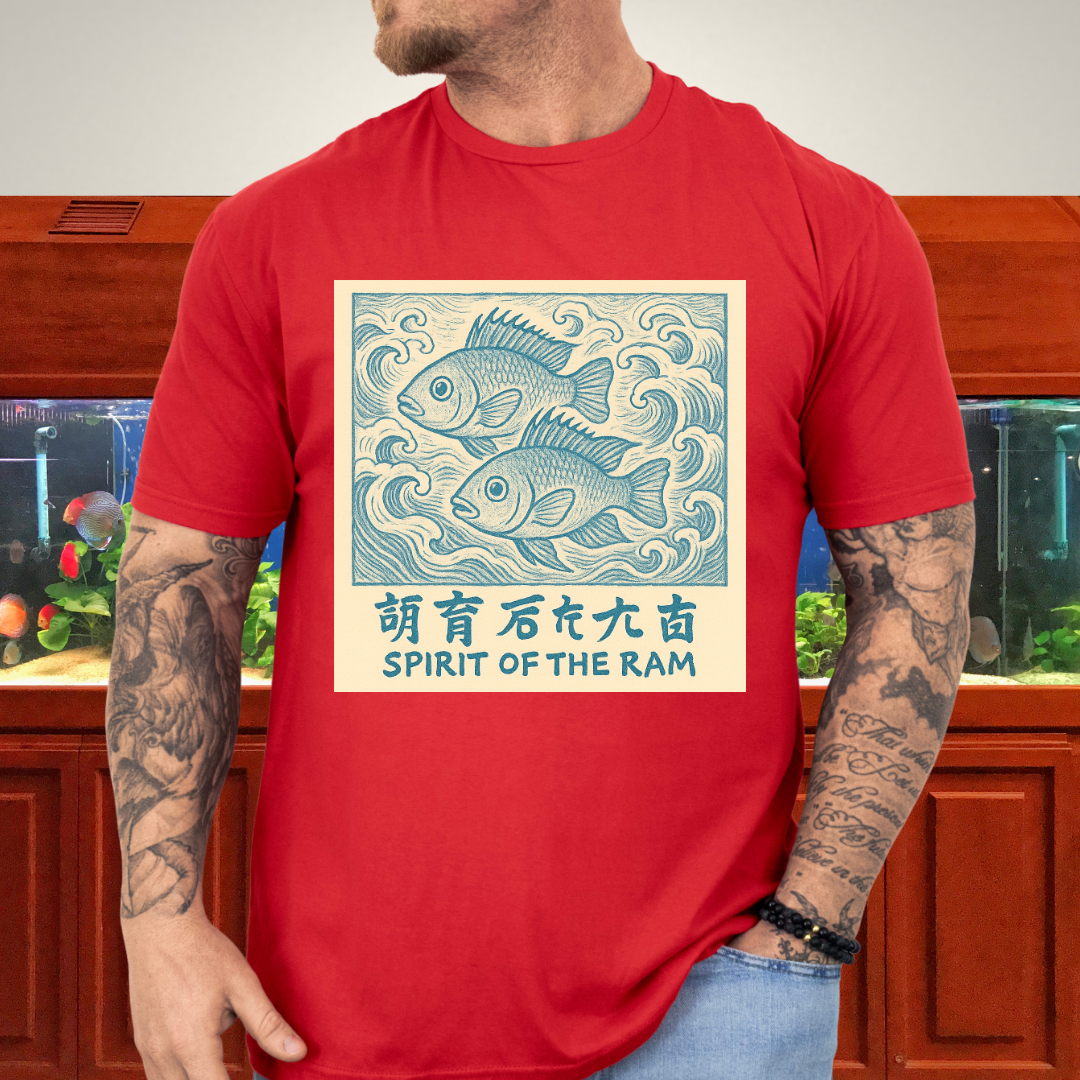 Spirit of the Ram Tee – Ukiyo-e Inspired Cichlid Design