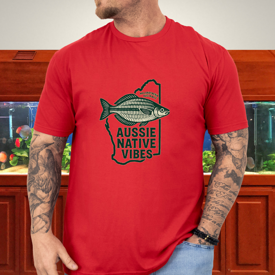 Aussie Native Vibes Tee – Western Rainbowfish Badge Design