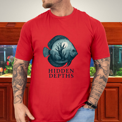 Hidden Depths Discus Tee – Surreal Aquarium Art Design