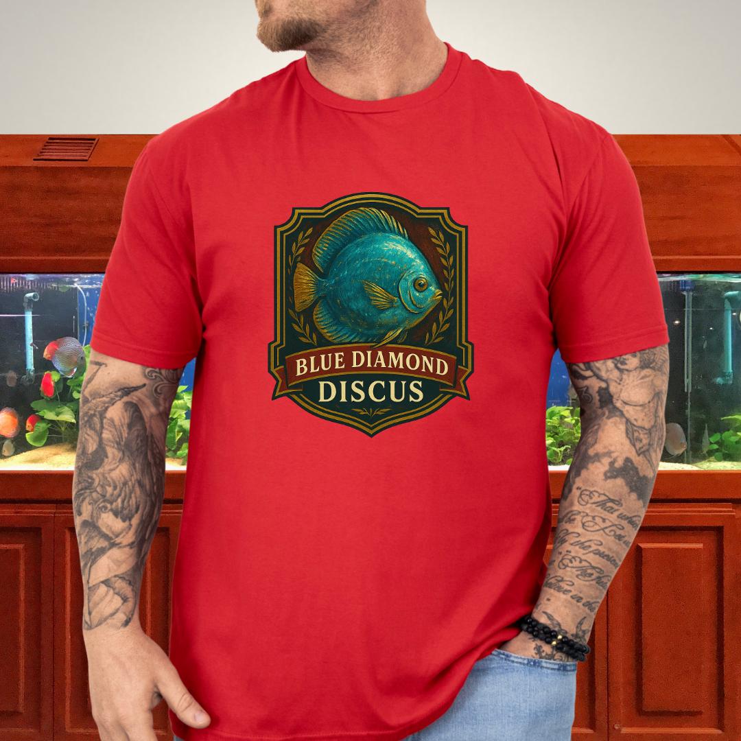 Blue Diamond Discus Retro Crest T-Shirt-T-Shirt-Fish &amp; Friends Tees