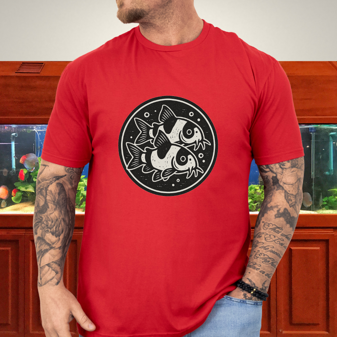 Double the Charm Tee – Panda Corydoras Retro Woodcut