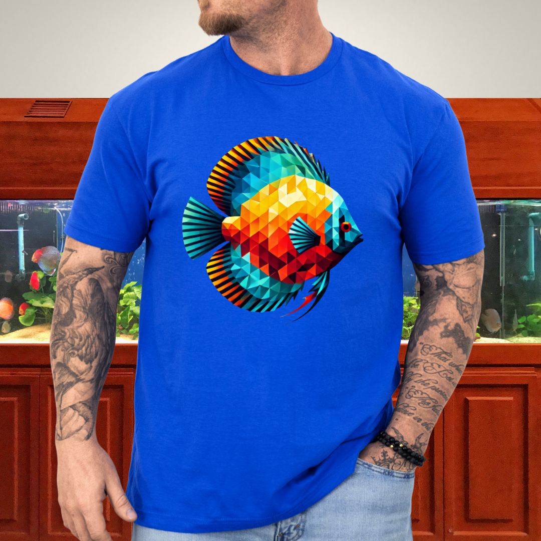 Geometric Discus Fish T-Shirt – Polygonal Aquarium Art