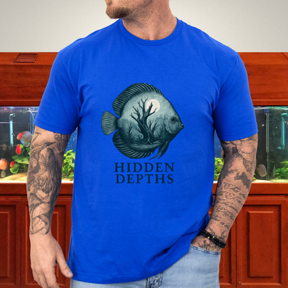 Hidden Depths Discus Tee – Surreal Aquarium Art Design