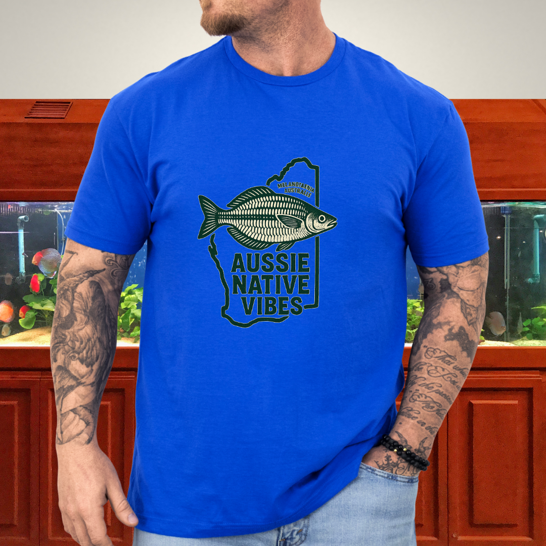 Aussie Native Vibes Tee – Western Rainbowfish Badge Design