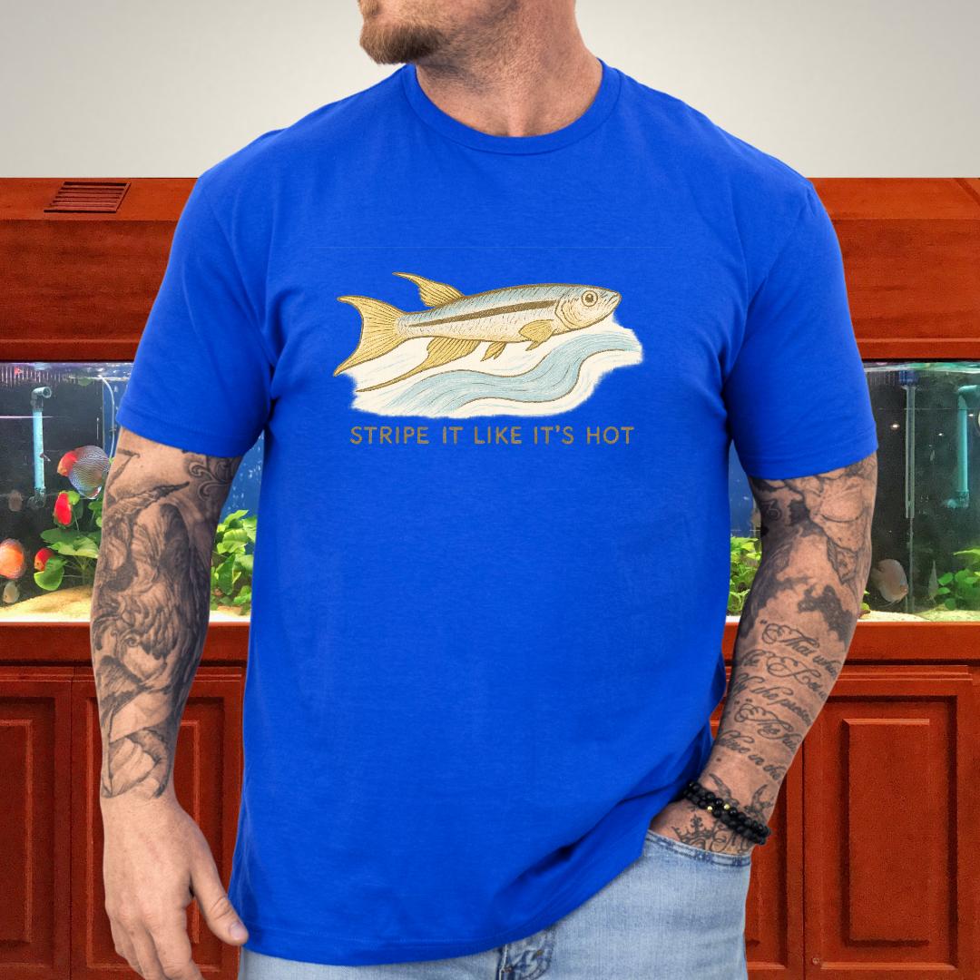 Stripe It Like It’s Hot Tee – Bivittatum Killifish Surreal Design
