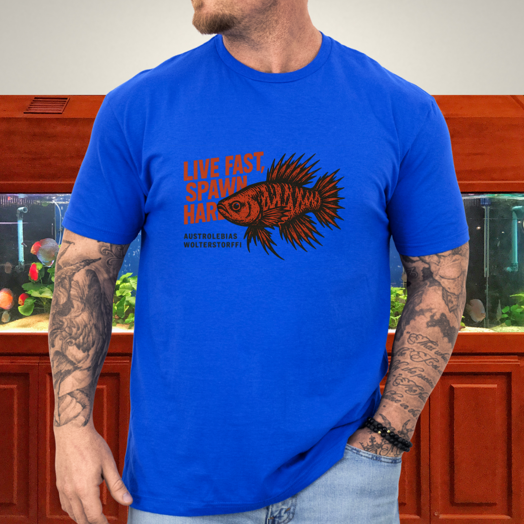 Live Fast, Spawn Hard Tee – Wolterstorffi Killifish Punk Design
