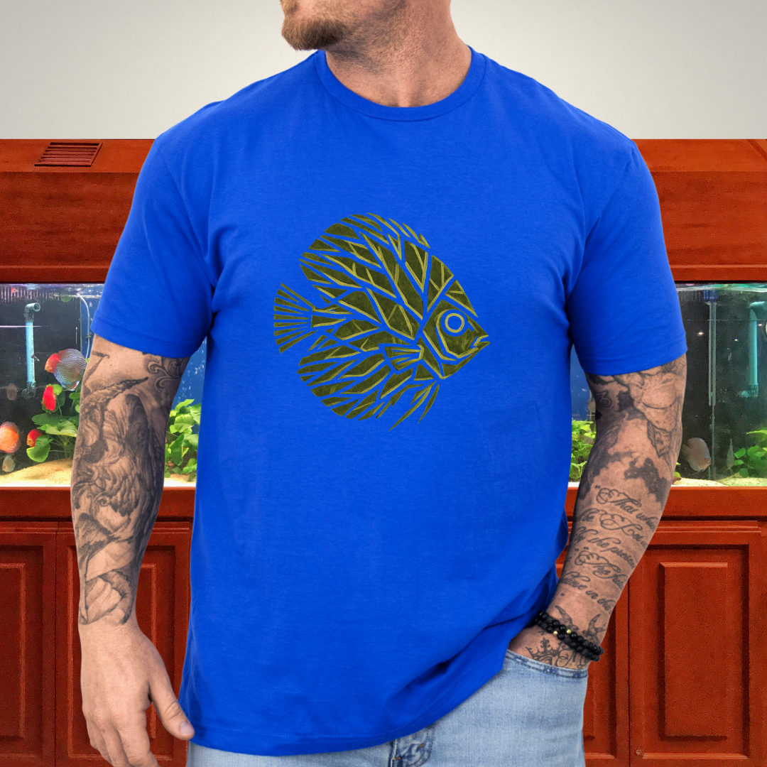 Leaf Vein Discus Tee – Modern Geometric Fish Design
