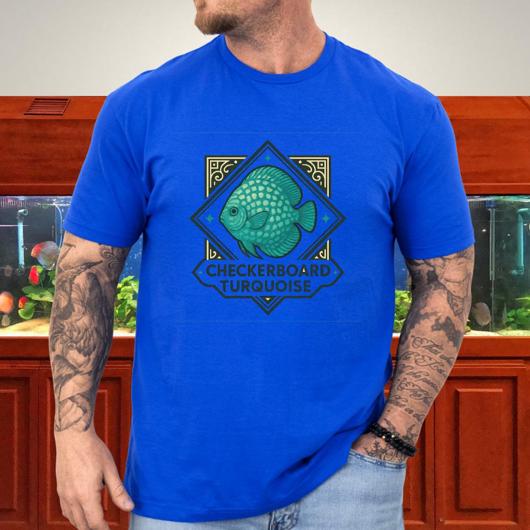 Checkerboard Turquoise Discus Nostalgia T-Shirt-T-Shirt-Fish &amp; Friends Tees