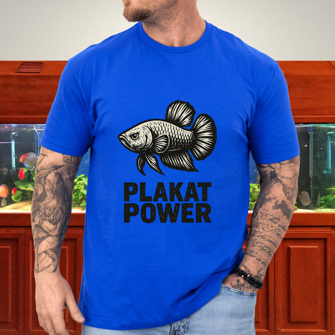 Gritty Plakat Power Betta Shirt – Linocut Style Fishkeeping Apparel