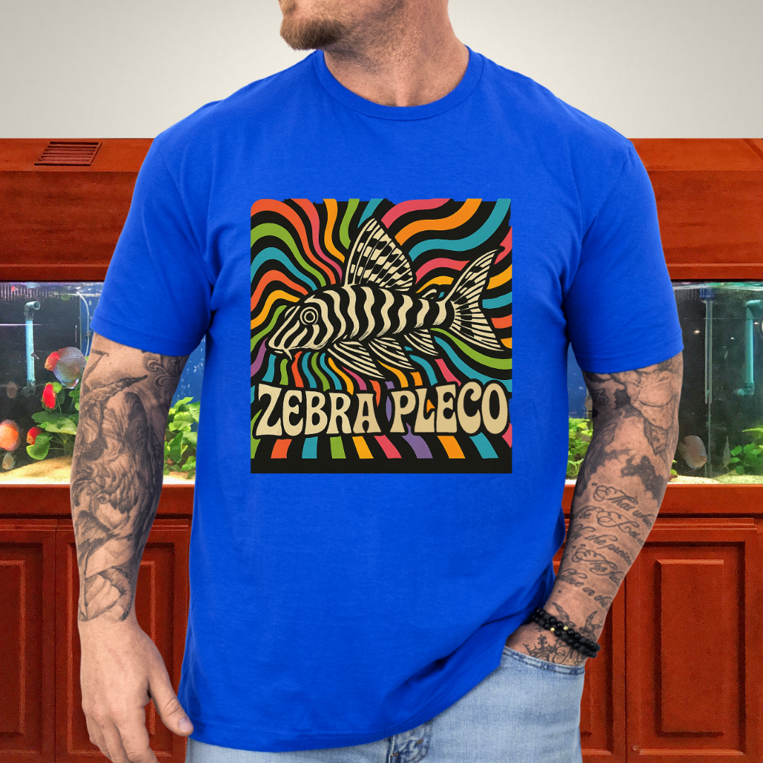 Zebra Pleco Tee – Psychedelic Rainbow Catfish Design