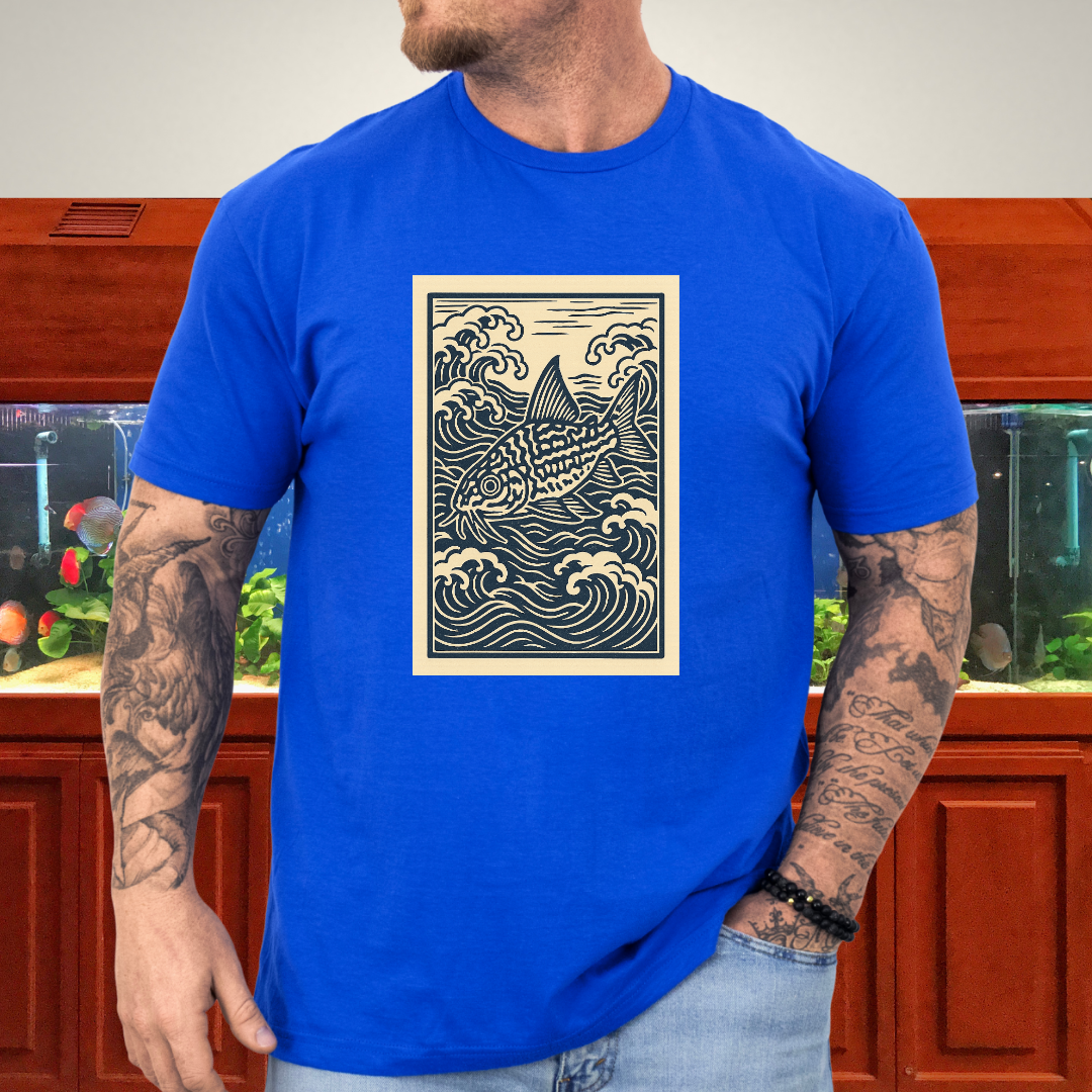 Ukiyo-e Trilineatus Tee – Japanese Wave Corydoras Design