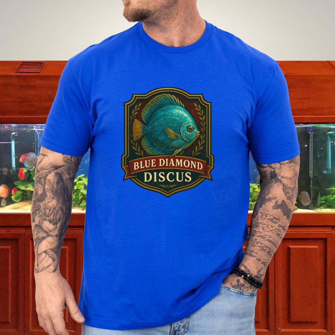 Blue Diamond Discus Retro Crest T-Shirt-T-Shirt-Fish &amp; Friends Tees