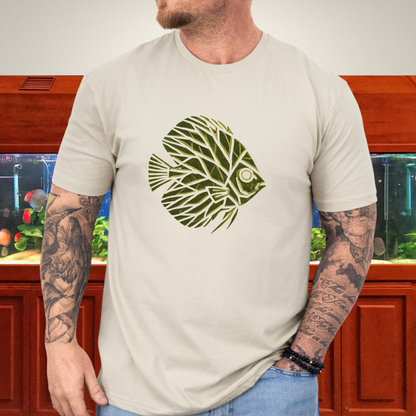Leaf Vein Discus Tee – Modern Geometric Fish Design