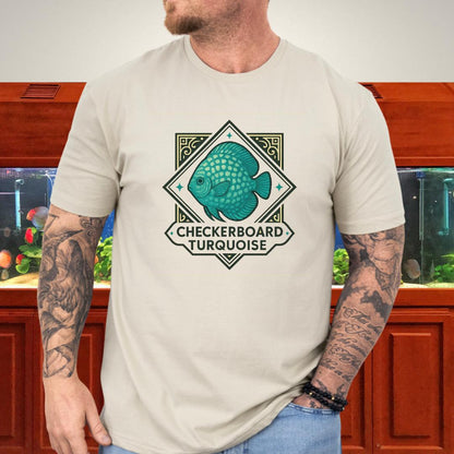 Checkerboard Turquoise Discus Nostalgia T-Shirt-T-Shirt-Fish &amp; Friends Tees