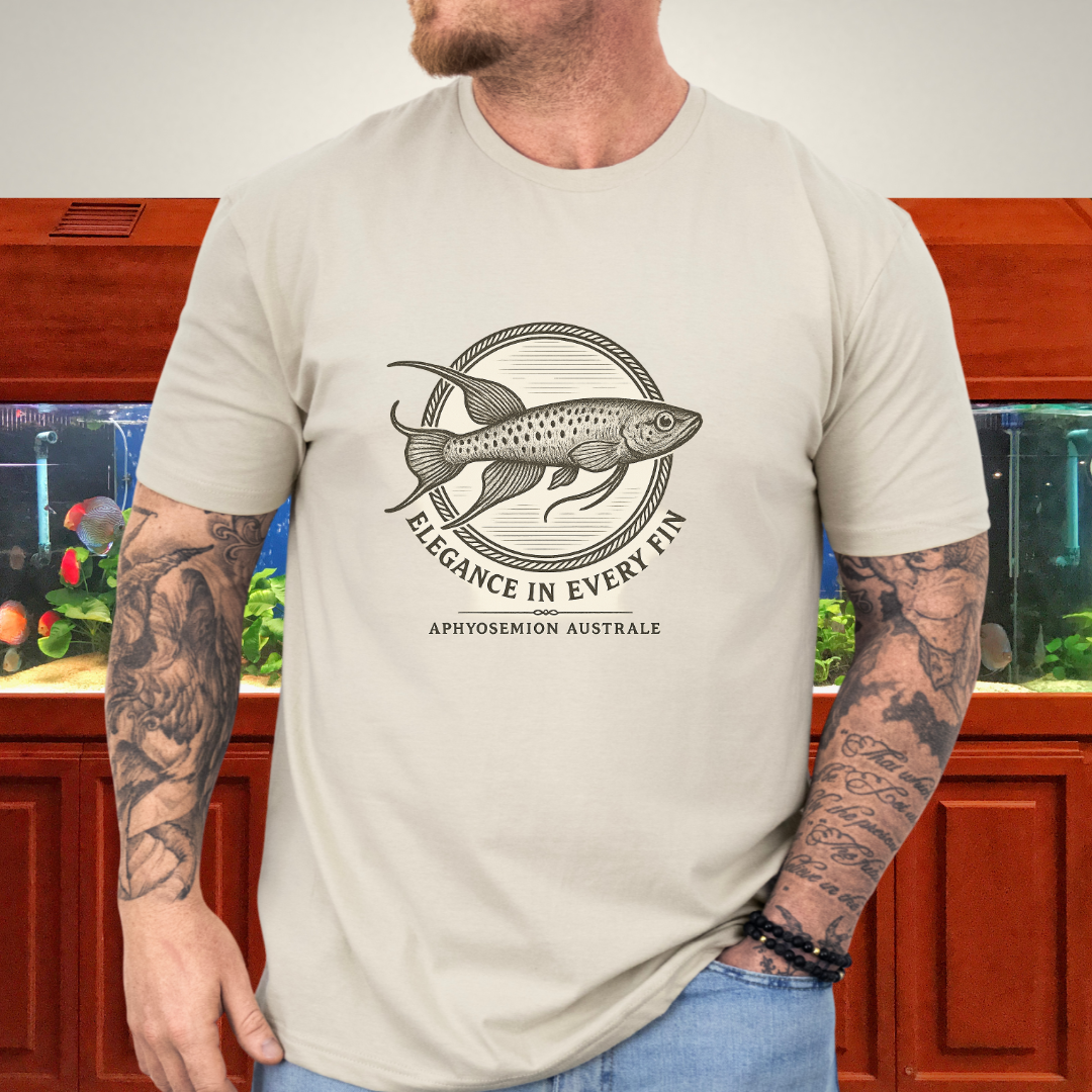 Elegance in Every Fin Tee – Lyretail Killifish Crest Design