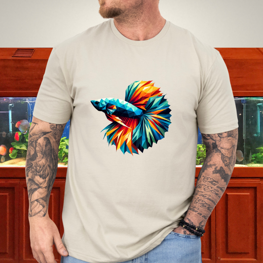 Geometric Betta Fish T-Shirt – Polygon Art Aquarium Style