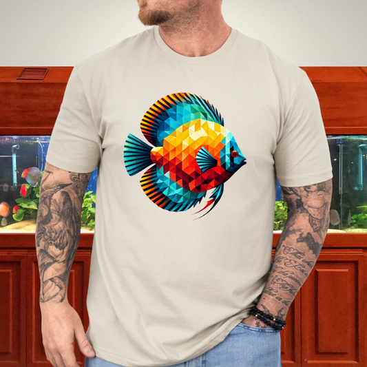 Geometric Discus Fish T-Shirt – Polygonal Aquarium Art