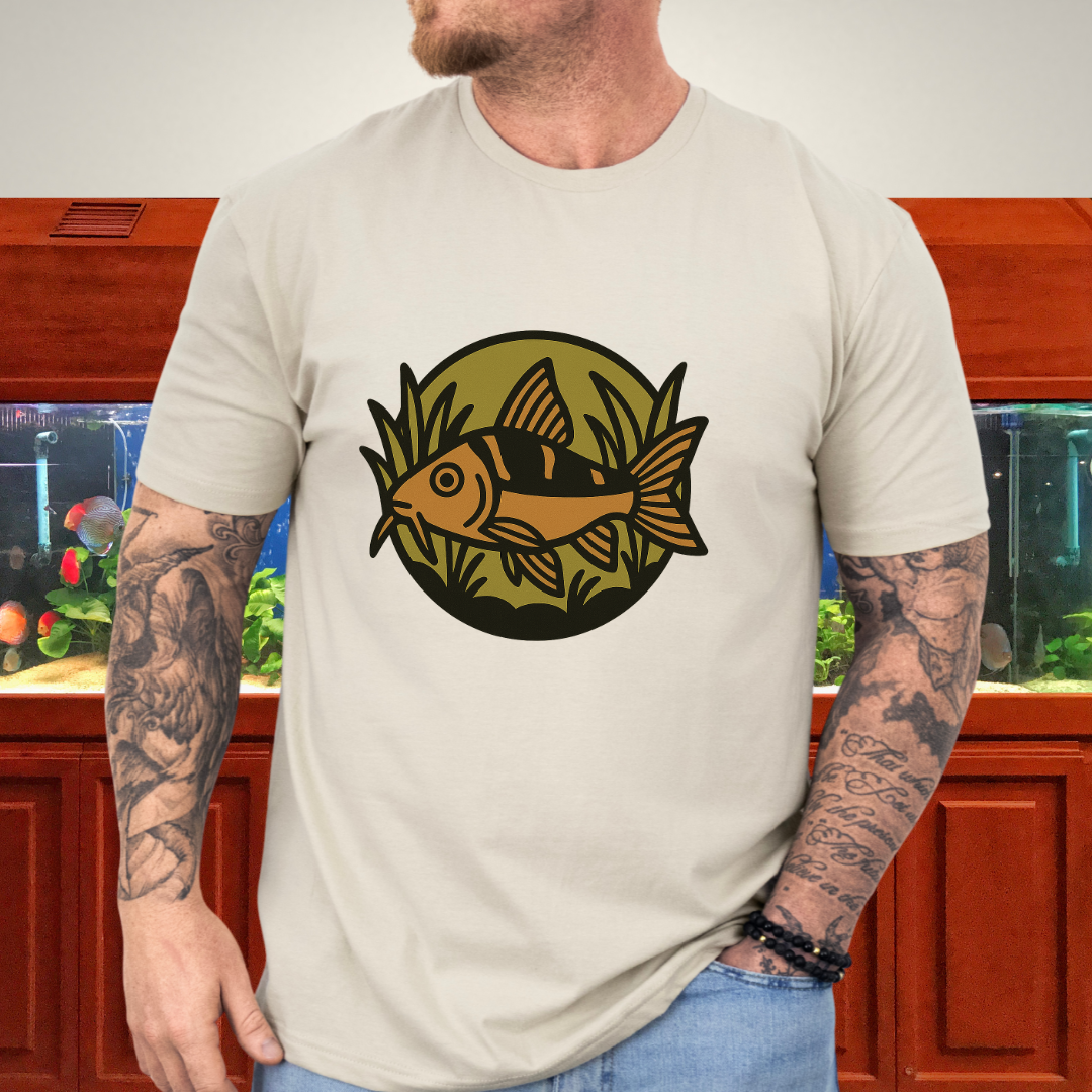 Corydoras Logo Shirt – Earthy Brown & Olive Badge Style