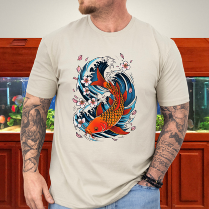 Koi Wave Graphic Tee – Tattoo Style Aquatic Shirt