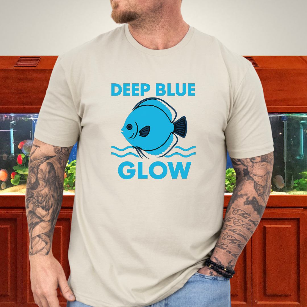 Deep Blue Glow Discus Fish Retro Tee